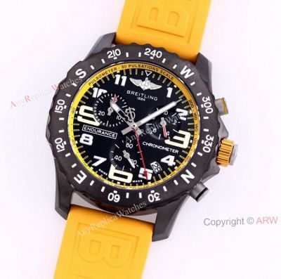 Breitling Endurance Pro 44mm Review Yellow Rubber Band Quartz Watch Replica